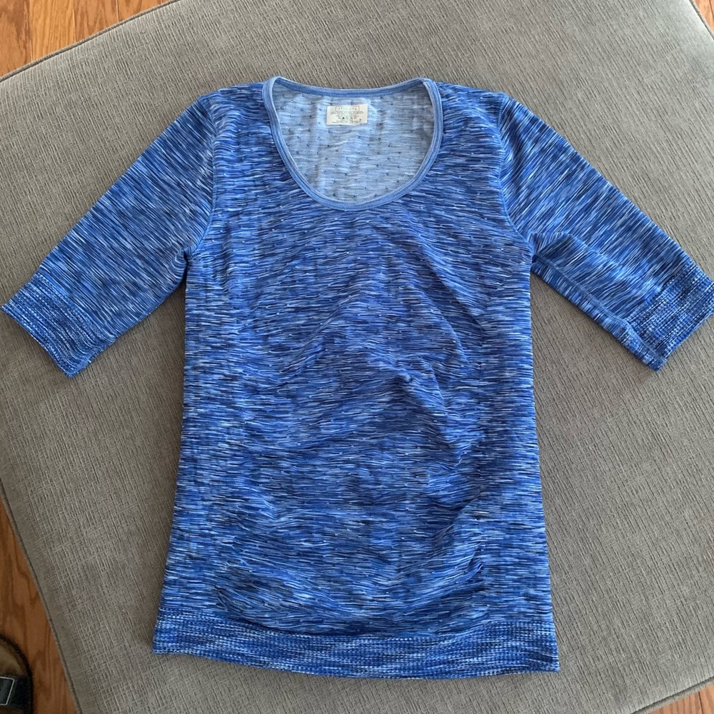 NEW ATHLETA Blue Space Dye Radiance 3/4 Tee Sz S